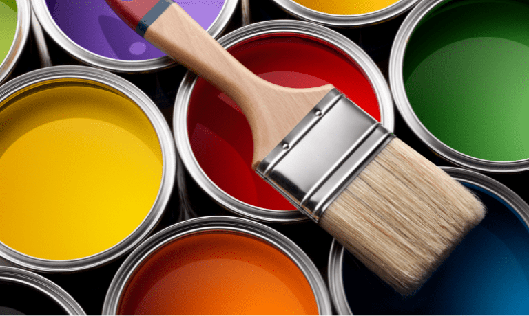 paint cans and paint brush