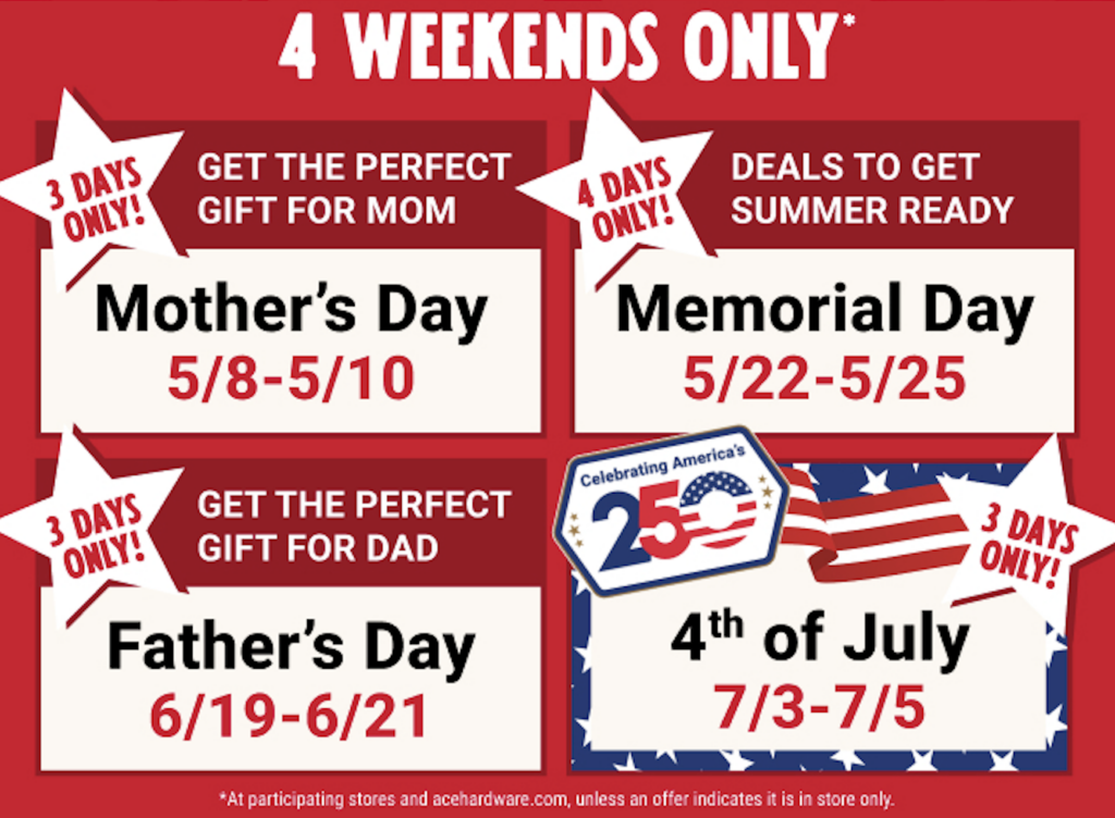 4 weekends only
