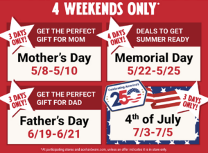 4 weekends only