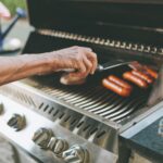 Man grilling in the summer
