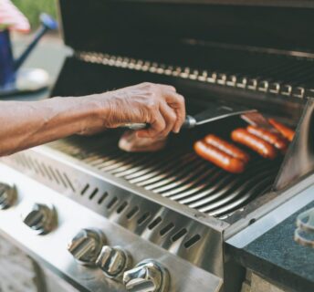 Man grilling in the summer