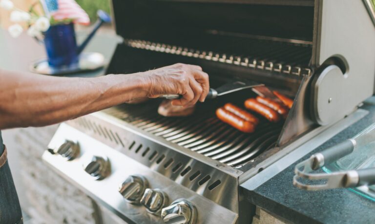 Man grilling in the summer