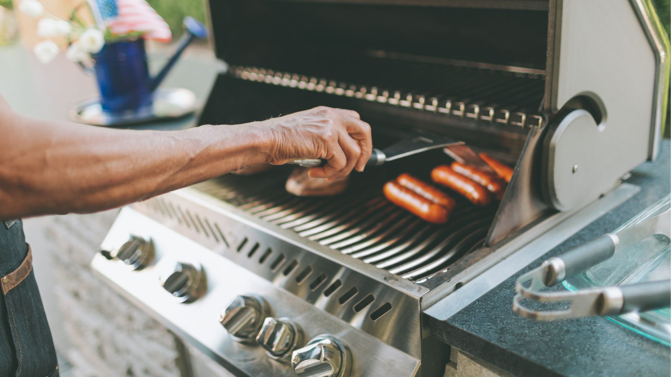 Man grilling in the summer